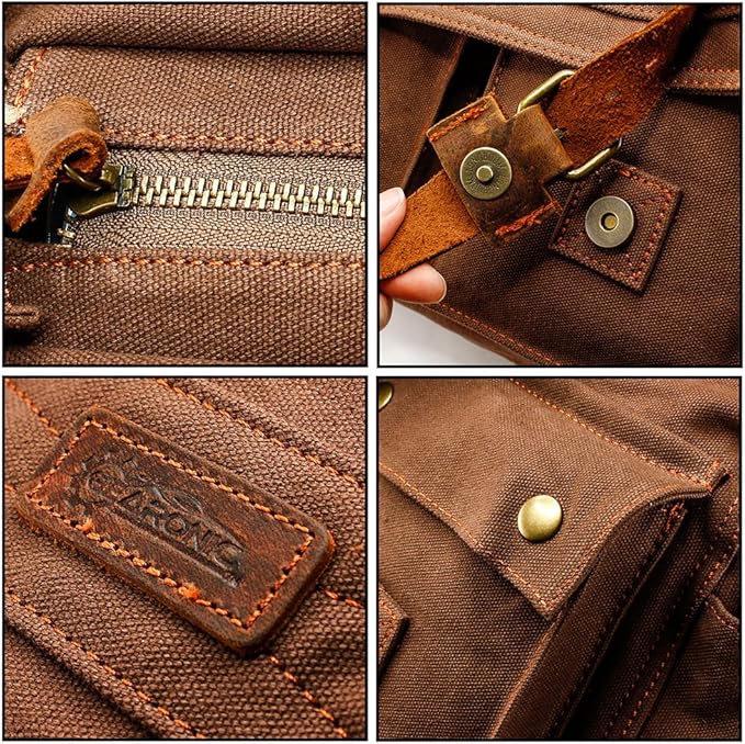 Messenger Bag for Laptop Vintage Canvas Leather Crossbody Satchel Shoulder Computer Bag Travel Office Messenger Bag