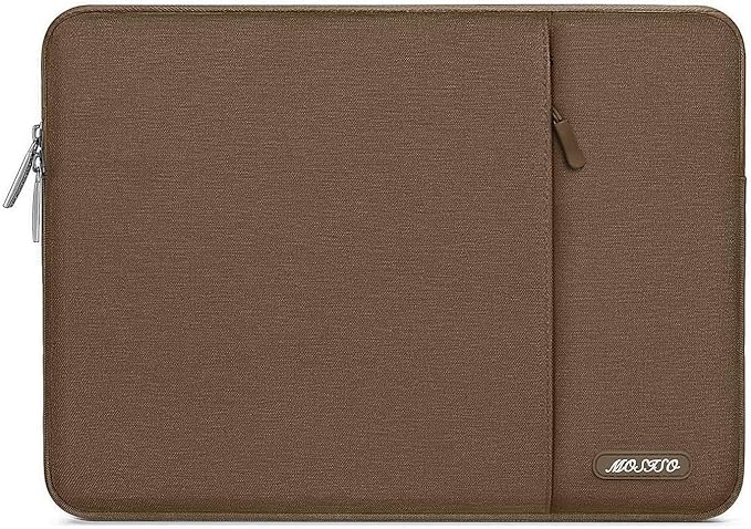 MOSISO Laptop Case 13.3 inch, 13-13.3 inch Laptop Sleeve Compatible with MacBook Air/Pro 13 / Pro 14, HP Dell ASUS Lenovo Notebook, Polyester Vertical Computer Sleeve Bag with Pocket, Light Brown