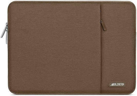 MOSISO Laptop Case 13.3 inch, 13-13.3 inch Laptop Sleeve Compatible with MacBook Air/Pro 13 / Pro 14, HP Dell ASUS Lenovo Notebook, Polyester Vertical Computer Sleeve Bag with Pocket, Light Brown