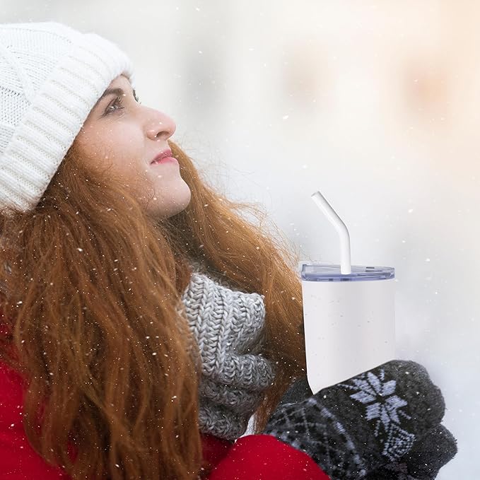 VEGOND 30 oz Insulated Stainless Steel Tumblers with lid and straw Bulk Pack Double Wall Vacuum Coffee Mug with Non-Slip Silicone Base, Sweat Proof Powder Coated Cup for Hot Cold Drinks, White 8Pack