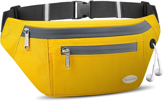 Entchin Fanny Pack for Women Men,Crossbody Belt Bag with 4-Zipper Pockets,Adjustable Waist Bag Pack,One of the Most Popular Travel Essential Gifts for Walking,Traveling,Cycling