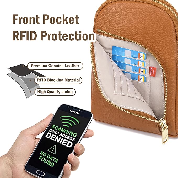 INICAT RFID Blocking Sling Bag Leather Crossbody Bags for Women Fanny Pack Cross Body for Woman Chest Bag for Travel 1.9L