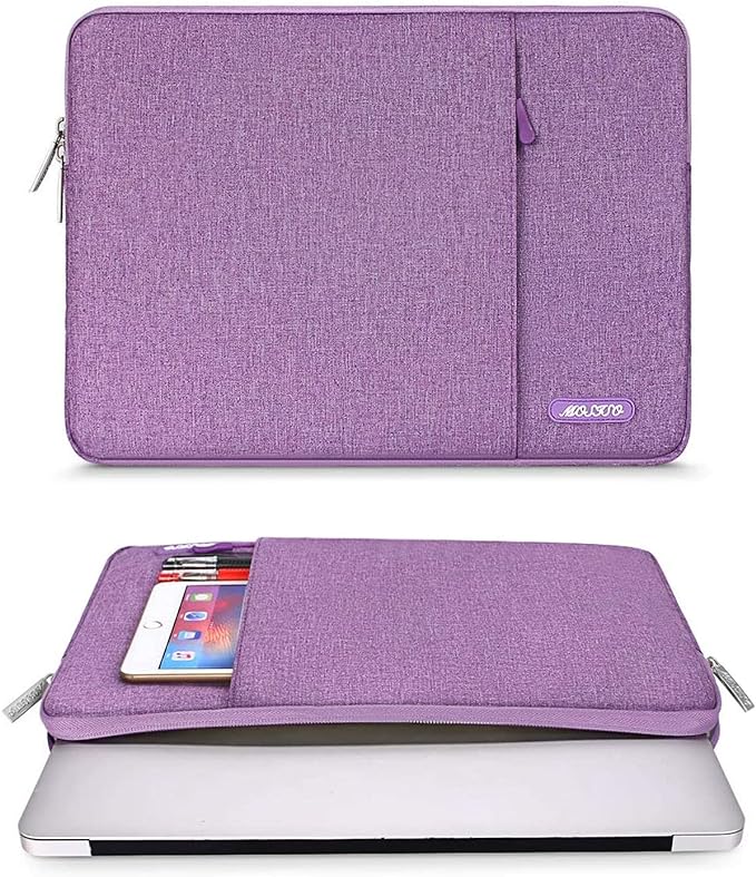 MOSISO Laptop Case 13.3 inch, 13-13.3 inch Laptop Sleeve Compatible with MacBook Air/Pro 13 / Pro 14, HP Dell ASUS Lenovo Notebook, Polyester Vertical Computer Sleeve Bag with Pocket, Light Violet