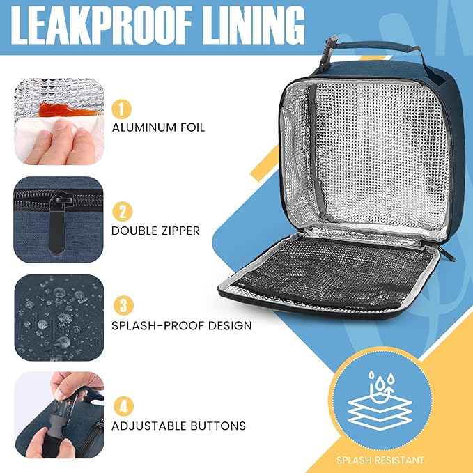 Lunch Bag for Men/Women, Reusable Lunchbox for Adult, Small Insulated Lunch box, Lunch Tote Bag for Office, Work, Picnic - Blue