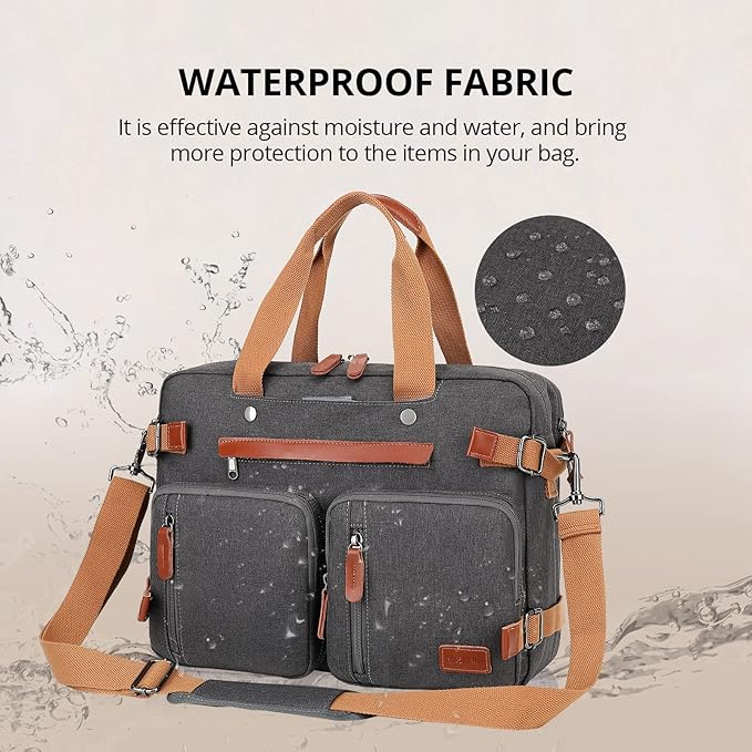 MOLNIA 15.6 inch Laptop Backpack,3 in 1 Briefcases For Men,Laptop Backpack, Messenger Bag,Computer Bags For Men Women, Dark Grey