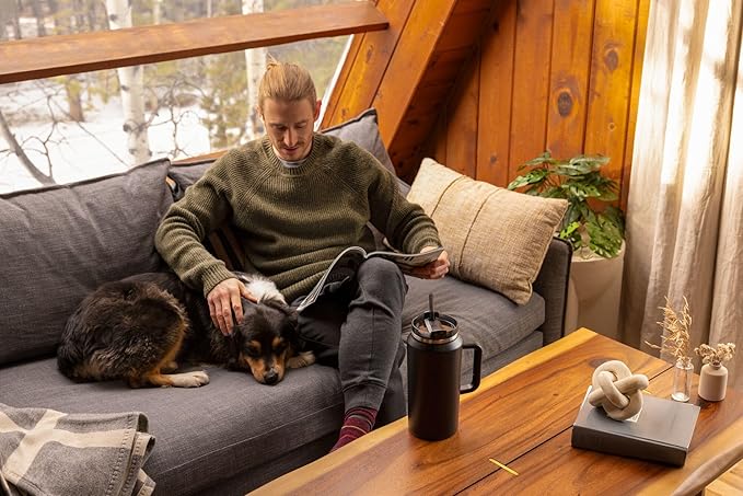 STANLEY Quencher H2.0 Tumbler with Handle & Straw 64 oz | Flowstate 3-Position Lid | Large Capacity for Travel & Sports | Insulated Stainless Steel Cup | BPA-Free | Black 2.0