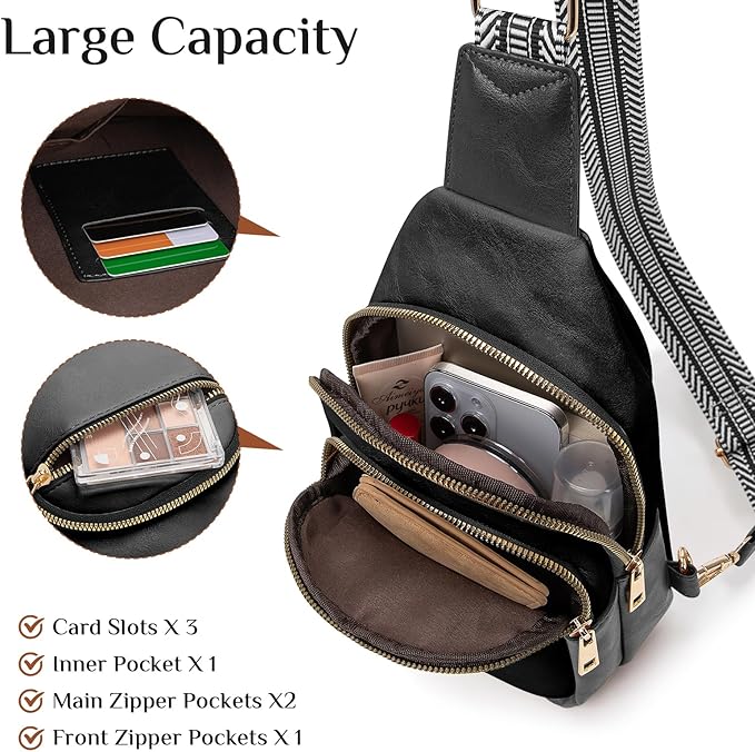 Small Leather Sling Bags for Women Fashion Crossbody Backpack Purse Sling Crossbody Bags