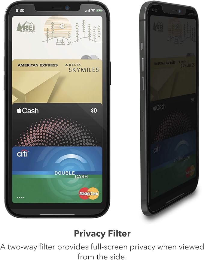 ZAGG Glass Elite Privacy+ - Privacy Screen Protector for iPhone 12 Pro, iPhone 12, iPhone 11, iPhone XR – InvisibleShield - 3X Impact Protection (200106681)