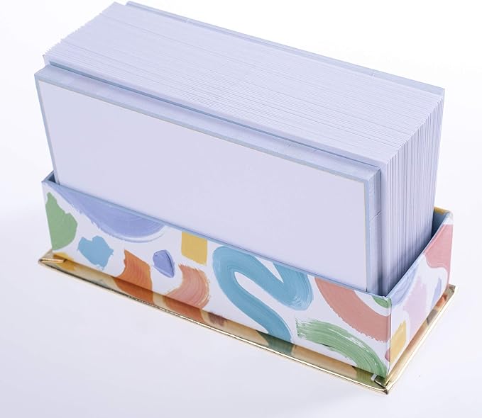 Graphique Brush Strokes Flat Notes – 50 Flat Note Cards with Matching Envelopes and Storage Box, Embellished in Gold Foil, 5.625” x 3.5”