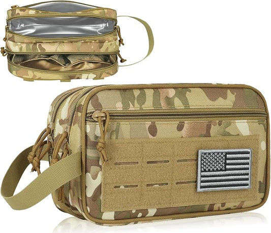 DBTAC Tactical Toiletry Bag for Men | Dry Wet Separate Hygiene Bag Compact Dopp Kit Mens Shaving Kit Travel shower Bag, CP Camo