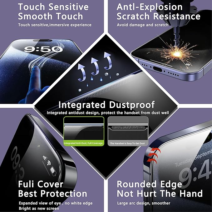 CHISHA 2-Pack Anti Blue Light Matte Screen Protector for iPhone 14 and iPhone 13 and iPhone 13 Pro 6.1-Inch, Auto Dust Removal, No Bubbles, High Definition Clear, Easy Installation