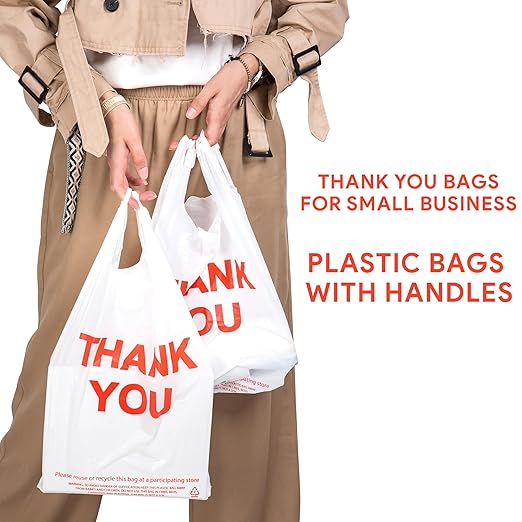 Grocery Plastic Bags White (11"x6"x21") Store Bags 300 Count