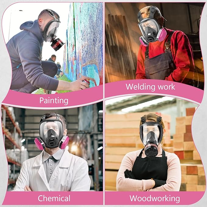 Gas Mask Survival Nuclear and Chemical, Respirator with Filters for Asbestos, Fume, Resin, Painting and Dust