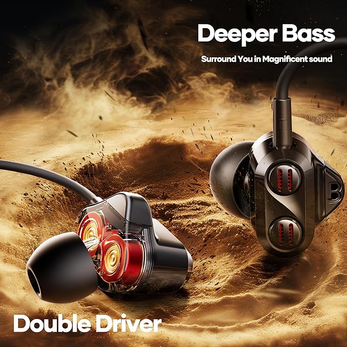 LINKLIKE Neckband Bluetooth Earbuds 100H Playtime with 4 Drivers Enhanced Bass,V5.2 Wireless Earbuds, IPX7 Waterproof,Comfort Fit Neckband Headphones for Sports, Gym Running Workout Business Travel