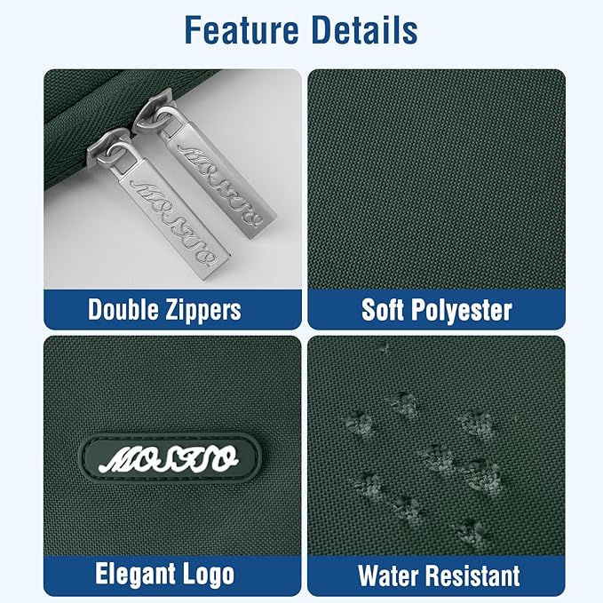 MOSISO Laptop Case 12.3 inch, 11.6-12.3 inch Laptop Sleeve Compatible with MacBook Air 11.6, Acer HP Dell Lenovo Samsung, Surface Pro, Polyester Vertical Computer Sleeve Bag with Pocket,Midnight Green