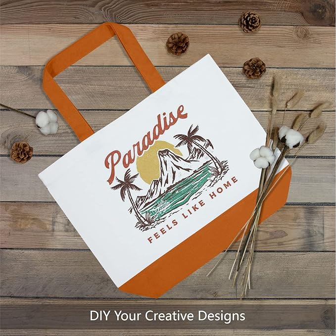 TOPDesign 1-Pack Super Strong Large 12oz Cotton Canvas Tote Bag, Reusable Grocery Shopping Cloth Bag, Fashionable Two-Tone Tote for Crafts, DIY Your Creative Designs