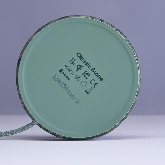 Einova Classic Stone – Marble Wireless Charging Pad Designed in Italy, Integrated 6 ft USB-C Cable, Smartphones, Wireless Earbuds, Smartwatches – Pine Verde Alpi Marble