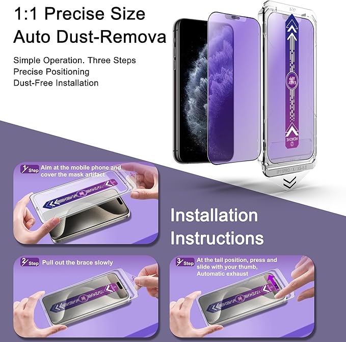 CHISHA 2-Pack Anti Blue Light Matte Screen Protector for iPhone 11 Pro and iPhone Xs and iPhone x 5.8-Inch, Auto Dust Removal, No Bubbles, High Definition Clear, Easy Installation