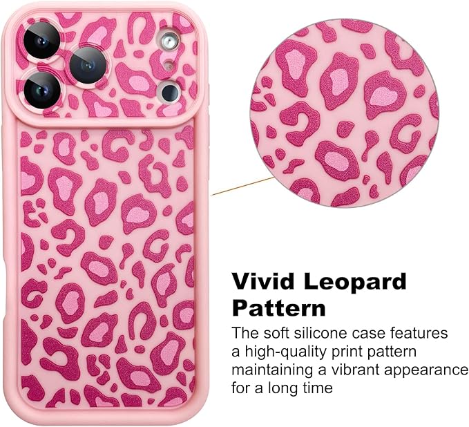 KANGHAR Case Compatible with iPhone 17 Pro Leopard Printed Pattern Cute Cheetah Phone Case Soft TPU Shockproof Protective Cover Designed for iPhone 17 Pro 6.3 Inch Pink