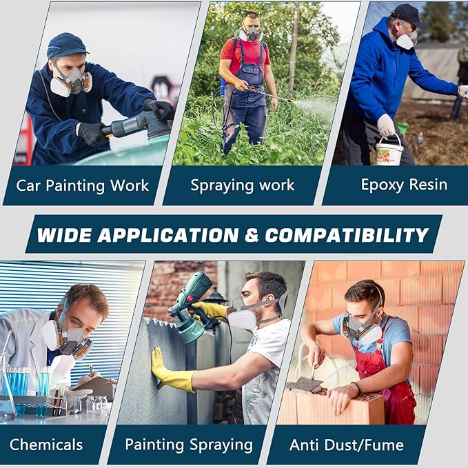 Respirator Mask, Reusable Face Respirators with Filters, Gas Masks Against Chemicals/Organic Vapor/Formaldehyde