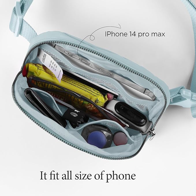 ODODOS Unisex Mini Belt Bag with Adjustable Strap Small Fanny Pack for Workout Running Traveling Hiking, Stone Blue