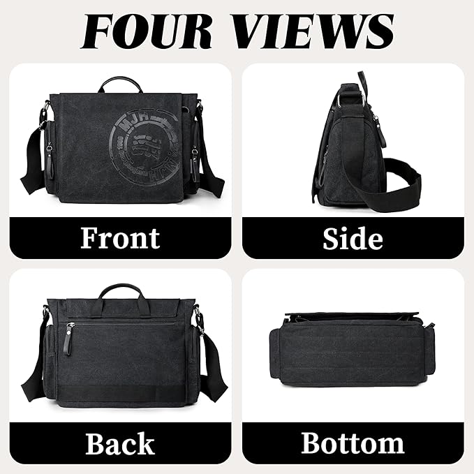 FSD.WG Satchel Messenger Bag for Men Canvas,Travel Shoulder bag 13.5" Laptop Bags