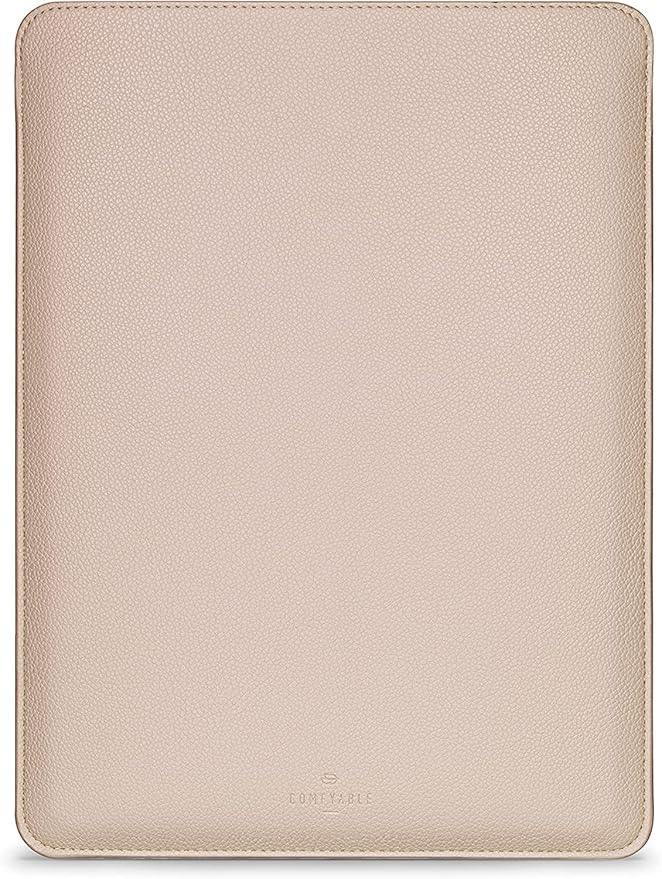 Comfyable Laptop Sleeve 14 Inch Precisely Compatible with MacBook Pro M4 M3 M2 M1 Pro/Max 2024, Faux Leather Cover Case 14 in, Sand