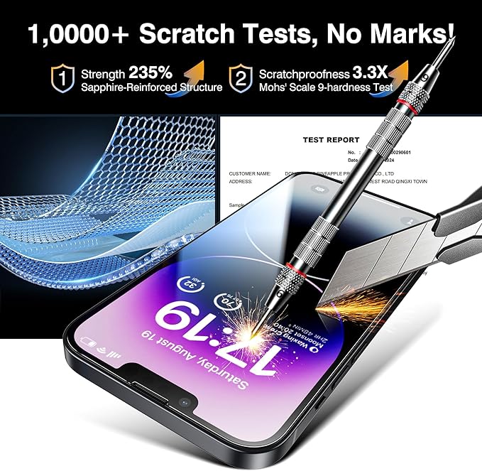 EZ-GLAZ- 4 Pack for iPhone 14 Screen Protector [6.1"] With 2 Pack Camera Lens Protector, 9H+ Hardness 12FT Military Grade Shatterproof Scratch Resistant Durable Tempered Glass Film with Flawless Fit Kit, HD Clear
