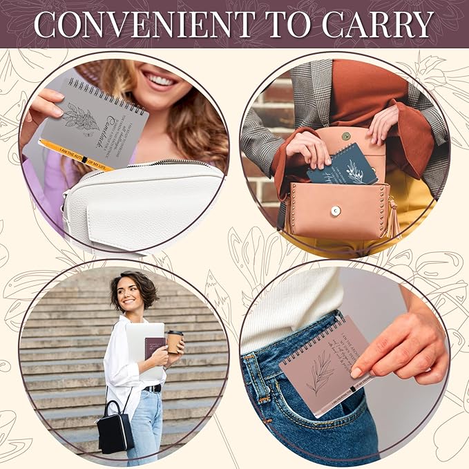 Kosiz 24 Pcs/12 Set Positive Affirmation Gifts Gratitude Spiral Notebooks with Pens Motivational Encouragement Notepads Daily Affirmations Journal for Women (Simple)