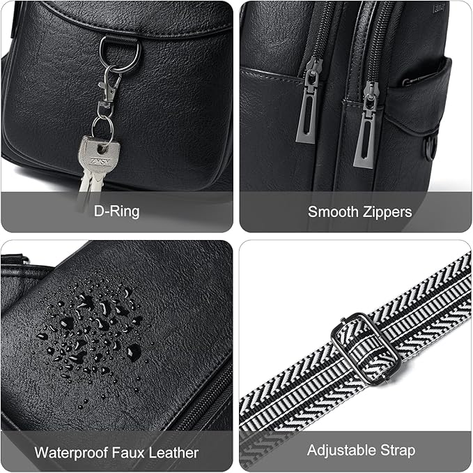 7L Sling Bag for Women Men Crossbody Belt Bag Small Travel Sling Backpack Anti Theft Chest Daypack Purse Faux Leather