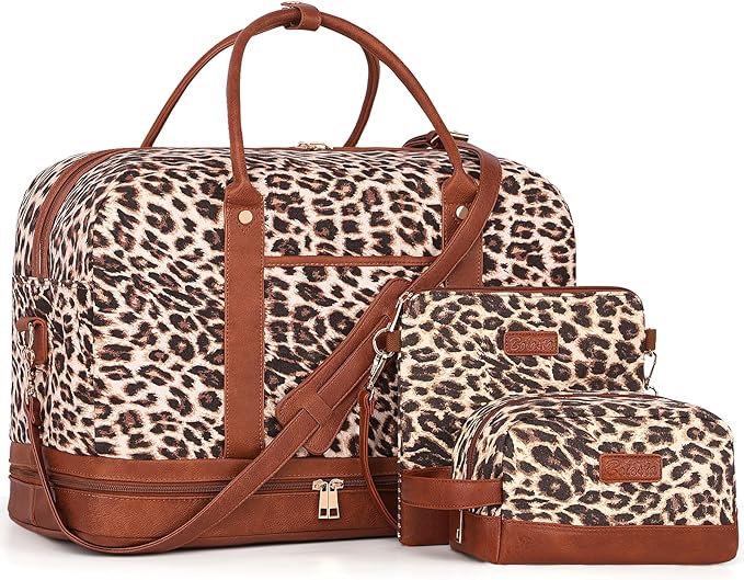 Weekender Bag for Women Canvas Overnight Bag Large Travel Tote Bag Carry on Shoulder Duffle Bag With Shoe Compartment,Perfect for Travel/Daily Use/Birthday Gift …