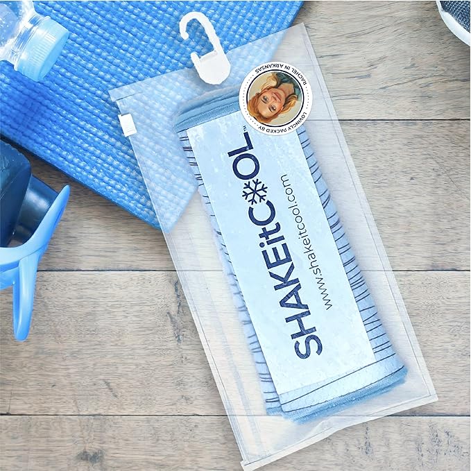 SHAKEitCOOL Original Cooling Towel – Be Cool in Style - Heat Relief, Soft, Lightweight, Sun Protection, Easy Clean - Perfect for Biking, Running, Yoga, Gym, Gardening - Golf