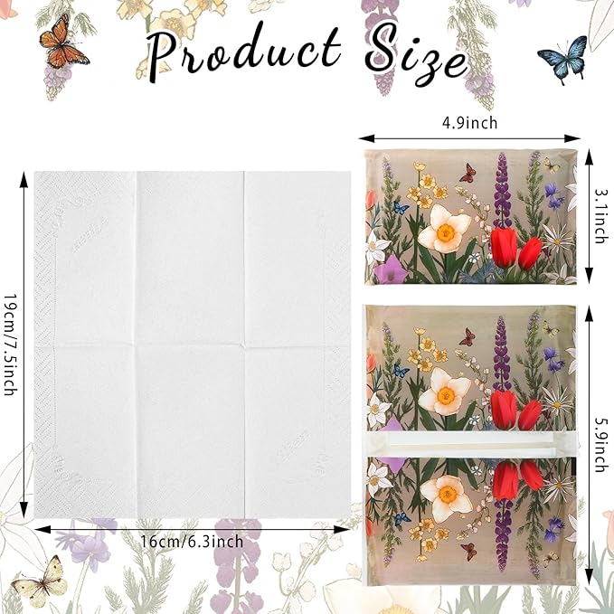 PerKoop 100 Packs Travel Size Tissues Disposable Pocket Facial Tissues Bulk for Travel Wedding Guest School Wallet Purse Home Supplies, 1000 Sheets 3 Ply(Retro Flower)