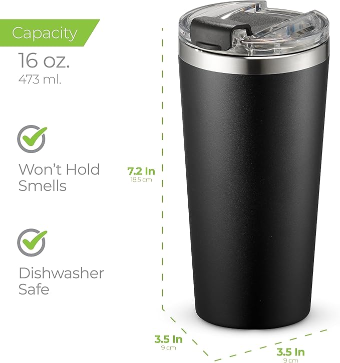 SIPX™ Triple-Insulated Tumblers - 16oz. Premium Modern Tumbler With Lid, insulated Cup Keeps Hot For 6 Hours, Stainless Steel Tumbler Made Of Sustainable Material, Coffee Travel Mug For Home & Office