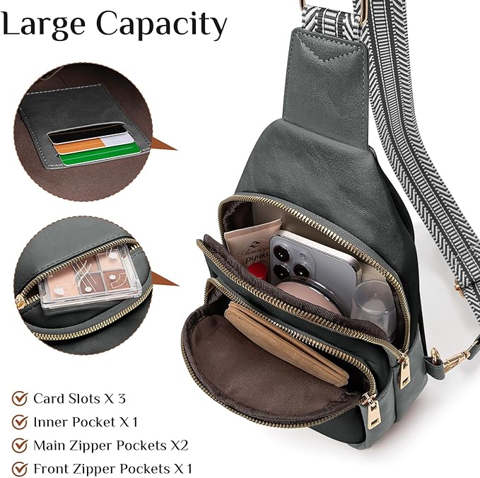 Small Leather Sling Bags for Women Fashion Crossbody Backpack Purse Sling Crossbody Bags