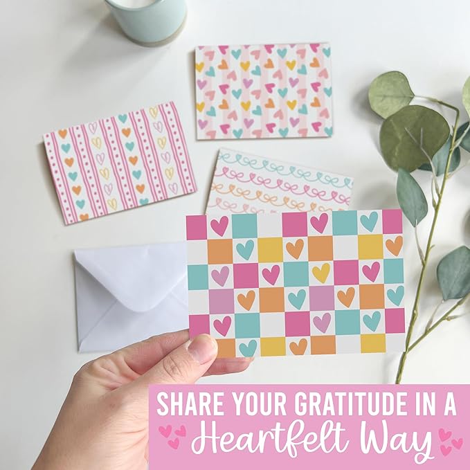 Hadley Designs Blank Cards and Envelopes 4x6-24 Blank Note Cards with Envelopes, Notecards Stationery Sets, Notecards Bulk, Stationary Sets, Note Paper Stationery, Hearts Pretty Stationary