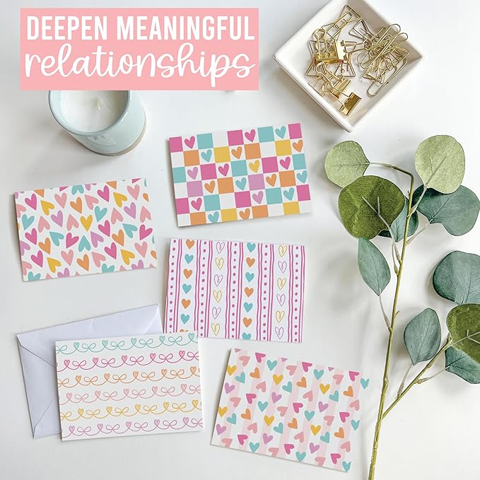 Hadley Designs Blank Cards and Envelopes 4x6-24 Blank Note Cards with Envelopes, Notecards Stationery Sets, Notecards Bulk, Stationary Sets, Note Paper Stationery, Hearts Pretty Stationary