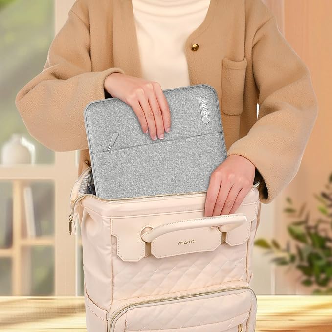 MOSISO Laptop Case 14 inch, 14 inch Laptop Sleeve Compatible with HP Lenovo Dell ASUS Acer, HP Stream, Dell Latitude, Lenovo IdeaPad, Polyester Vertical Computer Sleeve Bag with Pocket, Gray