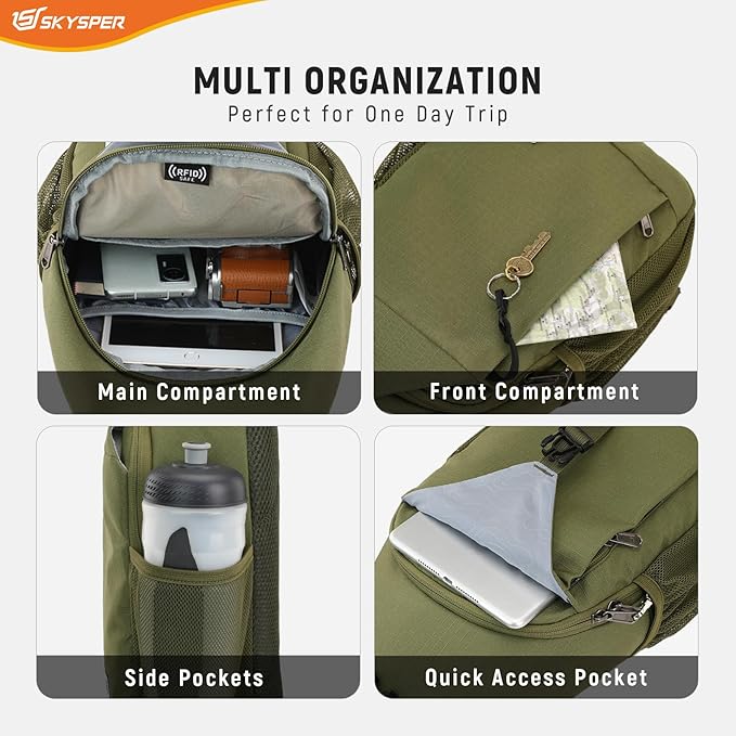 SKYSPER Sling Bag RFID Cross Body Bag Recycled Crossbody Backpack Travel Daypack