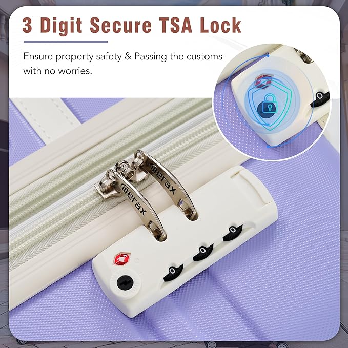 Merax Suitcase Set 28 inches Expandable Luggage with TSA Lock Spinner Wheels Hardshell Lightweight Vintage Luggage with Travel Bag,Purple