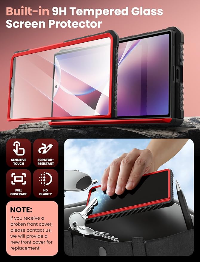 i-Blason Armorbox for Samsung Galaxy Z Fold 7 Case with Stand [Tempered Glass Screen Protector] [Hinge Protection] Full-Body Heavy Duty Rugged Shockproof Protective Case for Z Fold 7 (Red)