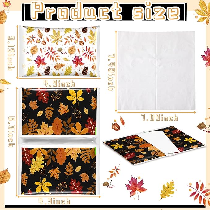 50 Pack Autumn Maple Leaf Pocket Tissues Individual Packs Fall Pocket Facial Bulk 3 Ply Wallet Travel Toilet Tissues for Thanksgiving Day Wedding Birthday Party Supplies