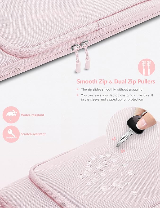 HYZUO 17-17.3 Inch Laptop Bag Case Sleeve for 17" 17.3" HP/Dell/Lenovo/ASUS/Acer/LG/MSI Gaming Laptop/Razer Blade 17/18, Notebook Carrying Briefcase for Men Women, Pale Pink