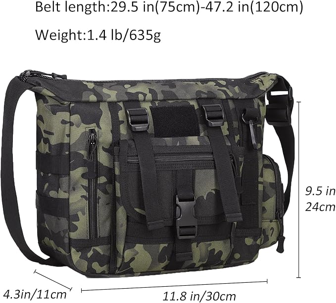 ArcEnCiel Tactical Messenger Bag Men MOLLE Sling Shoulder Pack with Patch