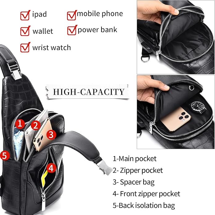 FSD.WG】sling Backpack for Men Chest Bag Crossbody Shoulder Bags Travel Bag Purse for Men with Water Resistant
