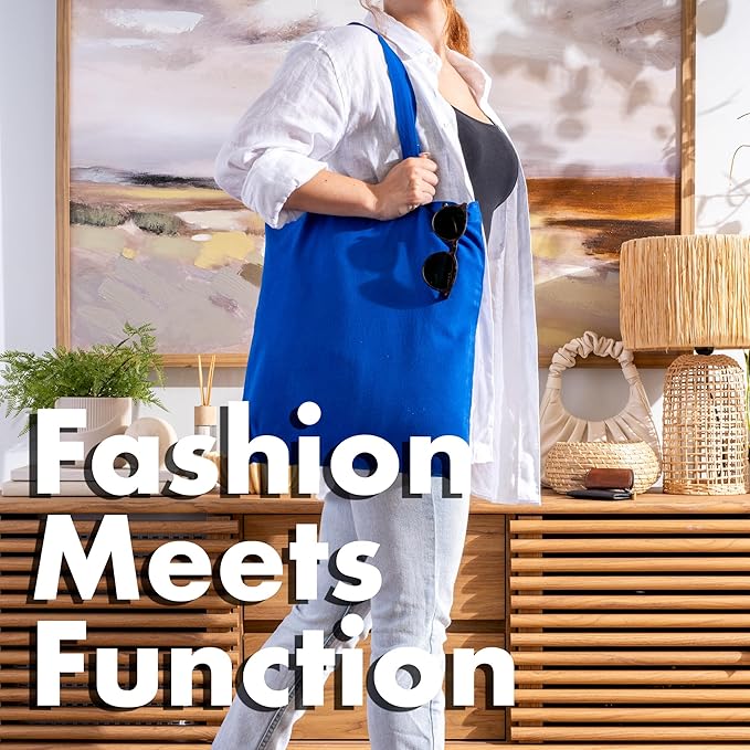 Carrywell |Not Made In China| 6 Pack Cotton Tote Bags, Lightweight Reusable Grocery Shopping Bag, Blank Bulk Cloth Totes with Handles, Great For Custom Screen Print and Gifts (15"x16")