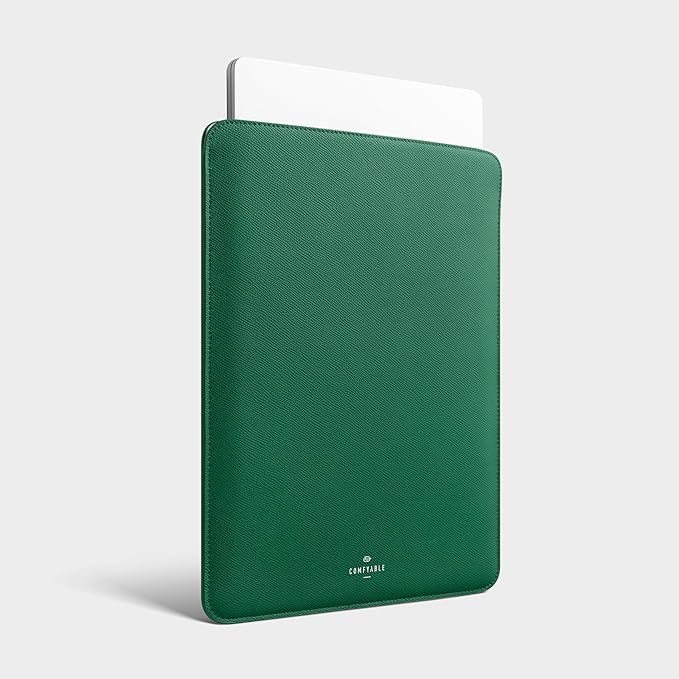 Comfyable Laptop Sleeve 14 Inch Precisely Compatible with MacBook Pro M4 M3 M2 M1 Pro/Max 2024, Genuine Leather Cover Case, Leafy Green