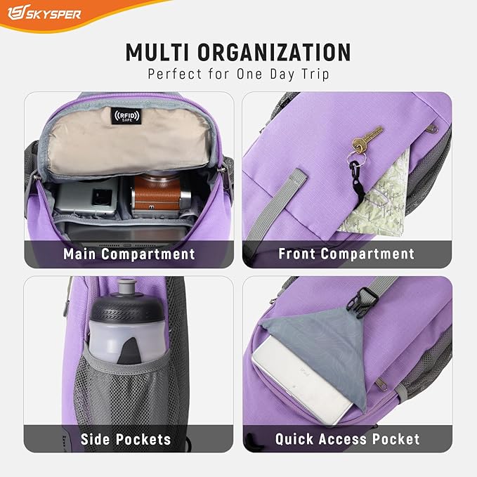 SKYSPER Sling Bag RFID Cross Body Bag Recycled Crossbody Backpack Travel Daypack