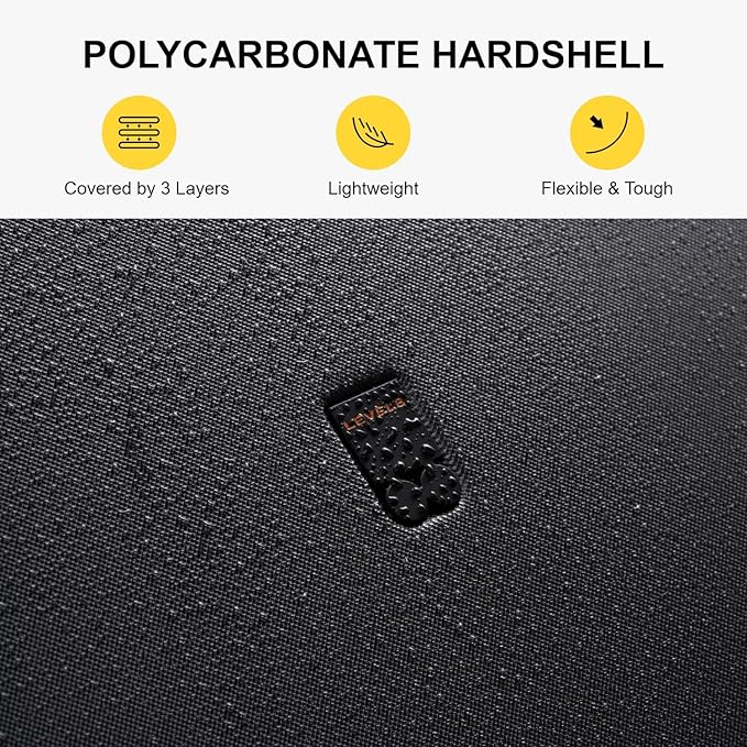 LEVEL8 Checked Luggage, Large Suitcase, Lightweight Luminous Textured Tsa Approved Medium Hardside Luggages with 8 Spinner Wheels, 24 Inch, Dark Grey