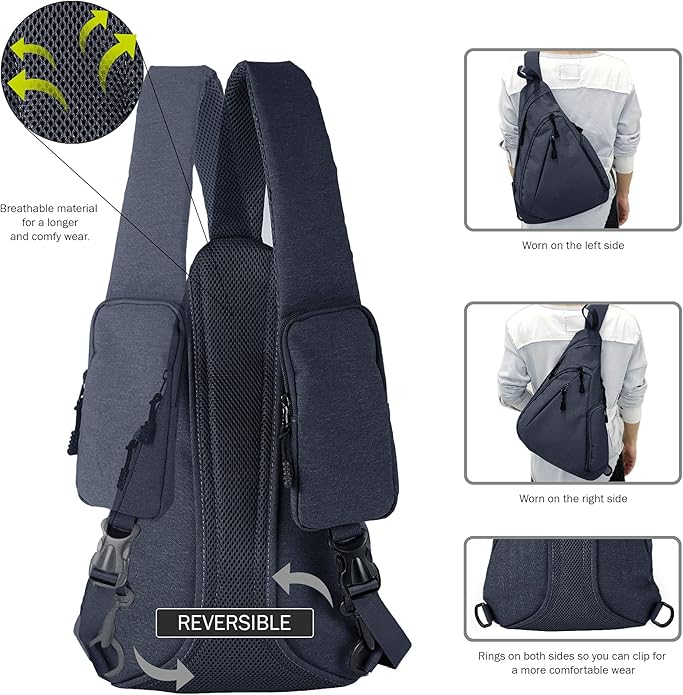 JESSIE & JAMES Peyton Crossbody Sling Backpack Concealed Carry Purse For Women Men Outdoor Chest Bag Shoulder Backpack